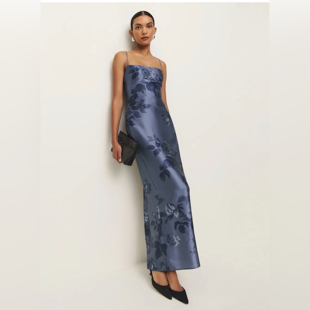 Reformation Frankie Silk Dress in Trieste Border- size 2